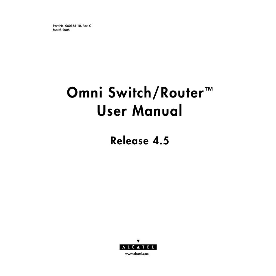 Alcatel Carrier Internetworking Solutions Omni Switch/Router User Manual | 1100 pages