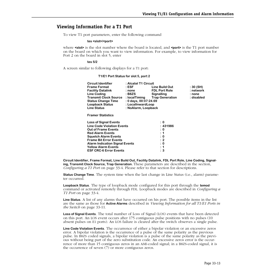 Viewing information for a t1 port, Viewing information for a t1 port -13 | Alcatel Carrier Internetworking Solutions Omni Switch/Router User Manual | Page 1001 / 1100