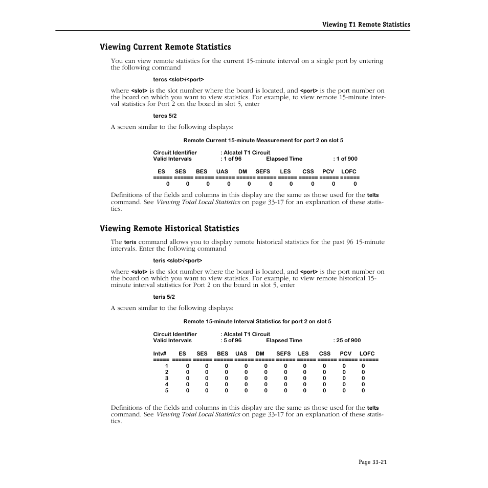 Viewing current remote statistics, Viewing remote historical statistics | Alcatel Carrier Internetworking Solutions Omni Switch/Router User Manual | Page 1009 / 1100