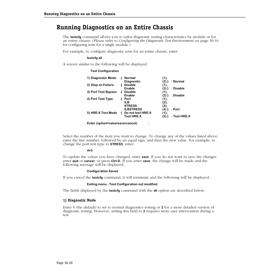 Running diagnostics on an entire chassis, Running diagnostics on an entire chassis -20 | Alcatel Carrier Internetworking Solutions Omni Switch/Router User Manual | Page 1058 / 1100