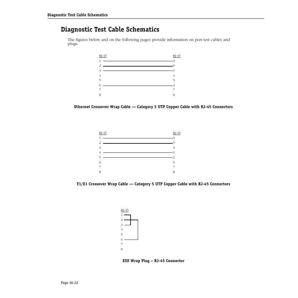 Diagnostic test cable schematics, Diagnostic test cable schematics -22 | Alcatel Carrier Internetworking Solutions Omni Switch/Router User Manual | Page 1060 / 1100
