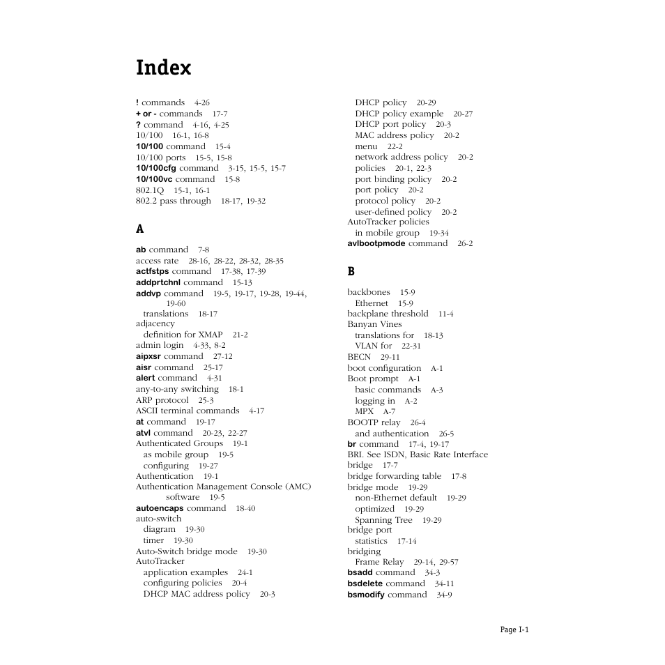 Index | Alcatel Carrier Internetworking Solutions Omni Switch/Router User Manual | Page 1087 / 1100