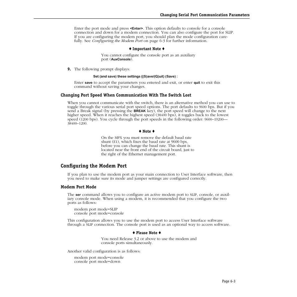 Configuring the modem port, Modem port mode, Configuring the modem port -3 | Modem port mode -3 | Alcatel Carrier Internetworking Solutions Omni Switch/Router User Manual | Page 167 / 1100