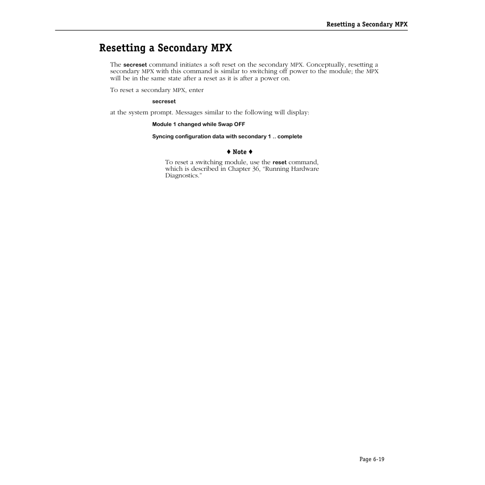 Resetting a secondary mpx, Resetting a secondary mpx -19 | Alcatel Carrier Internetworking Solutions Omni Switch/Router User Manual | Page 183 / 1100