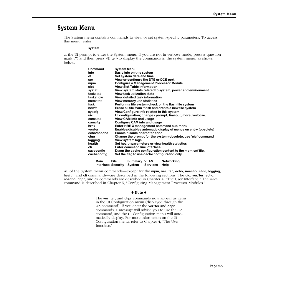 System menu, System menu -5 | Alcatel Carrier Internetworking Solutions Omni Switch/Router User Manual | Page 227 / 1100