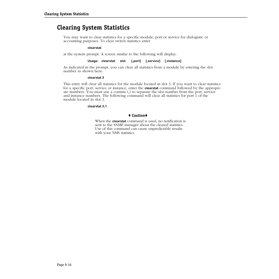 Clearing system statistics, Clearing system statistics -16 | Alcatel Carrier Internetworking Solutions Omni Switch/Router User Manual | Page 238 / 1100