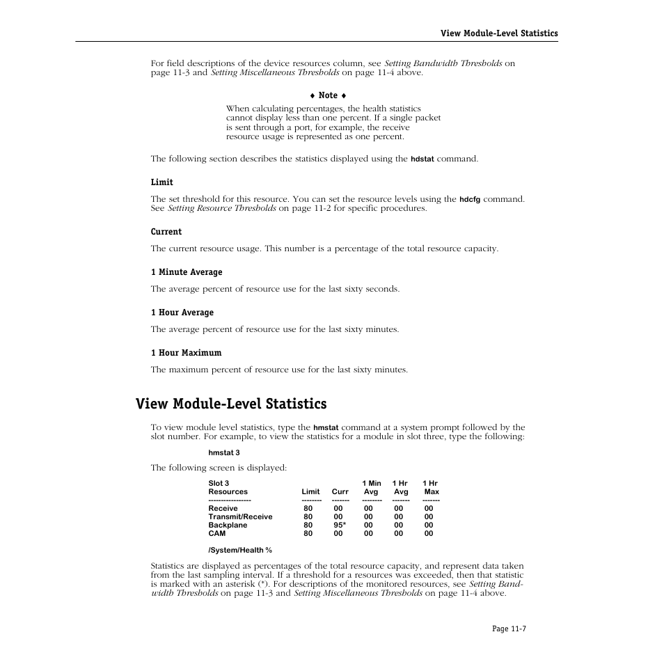 View module-level statistics, View module-level statistics -7 | Alcatel Carrier Internetworking Solutions Omni Switch/Router User Manual | Page 277 / 1100