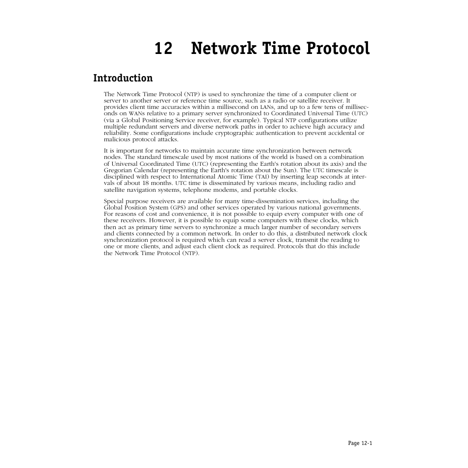 Network time protocol, Introduction, 12 network time protocol | Introduction -1 | Alcatel Carrier Internetworking Solutions Omni Switch/Router User Manual | Page 279 / 1100