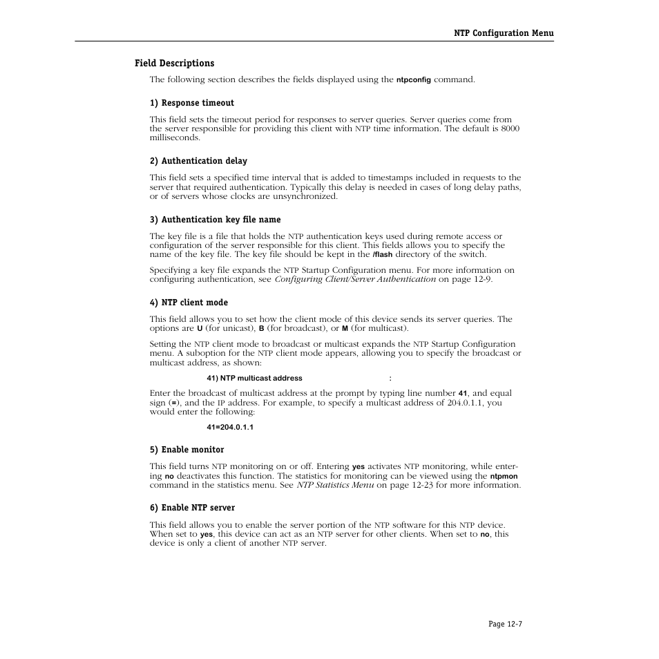 Field descriptions | Alcatel Carrier Internetworking Solutions Omni Switch/Router User Manual | Page 285 / 1100