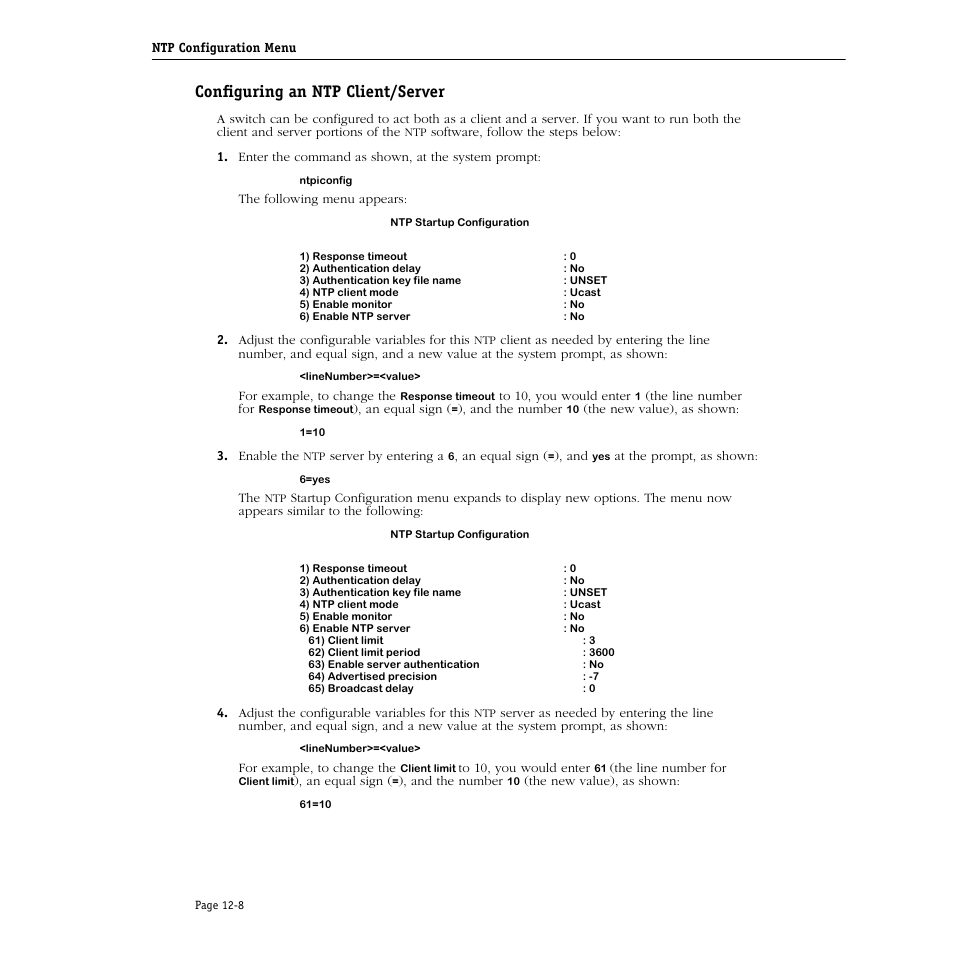 Configuring an ntp client/server, Configuring an ntp client/server -8 | Alcatel Carrier Internetworking Solutions Omni Switch/Router User Manual | Page 286 / 1100