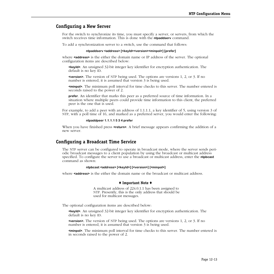 Configuring a new server, Configuring a broadcast time service | Alcatel Carrier Internetworking Solutions Omni Switch/Router User Manual | Page 291 / 1100