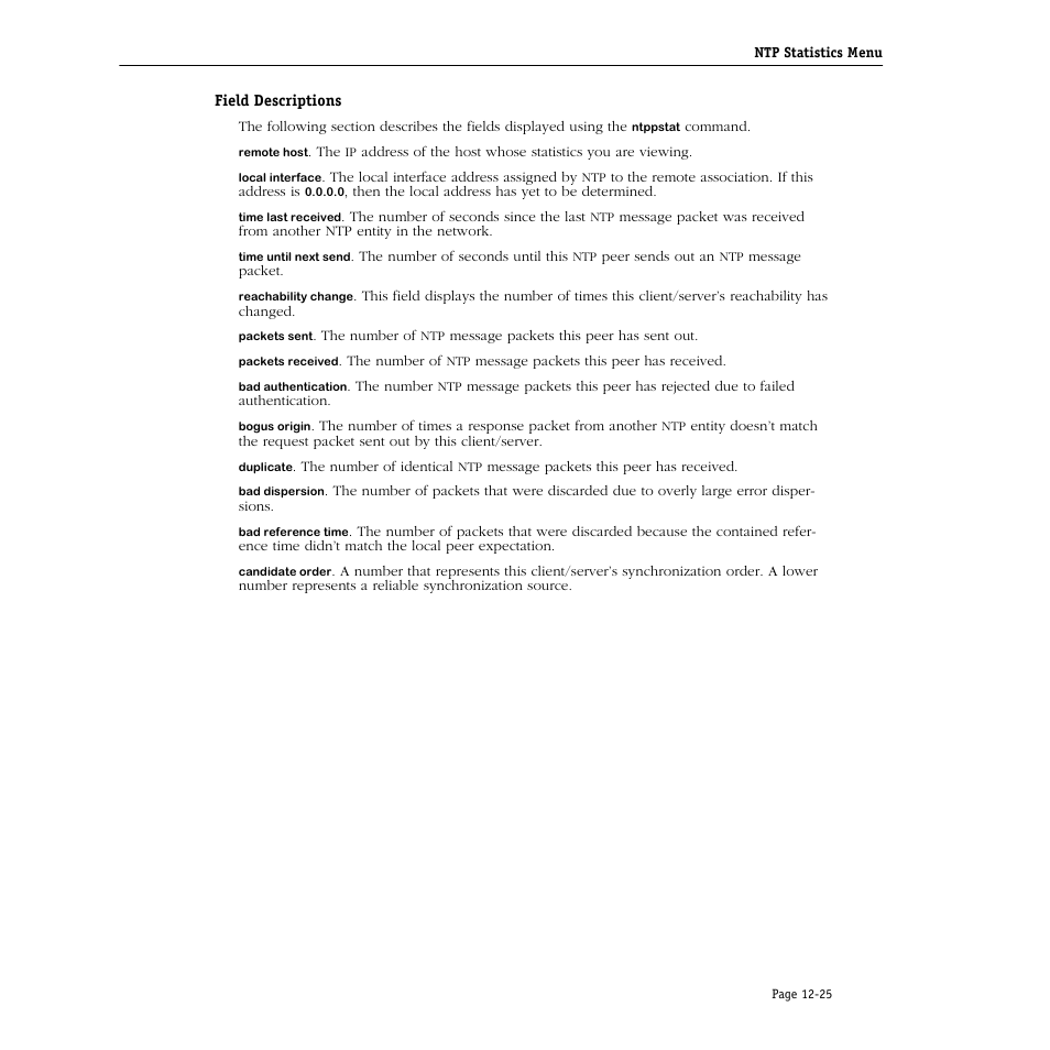 Field descriptions | Alcatel Carrier Internetworking Solutions Omni Switch/Router User Manual | Page 303 / 1100