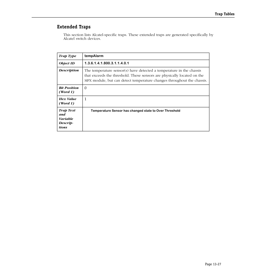 Extended traps, Extended traps -27 | Alcatel Carrier Internetworking Solutions Omni Switch/Router User Manual | Page 347 / 1100