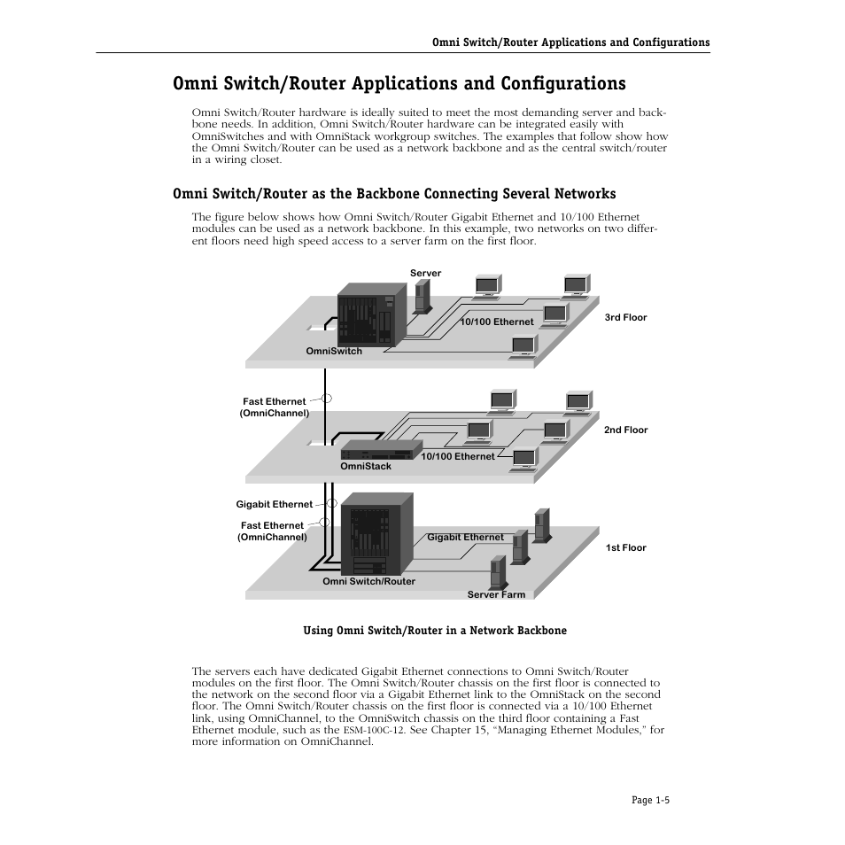 Omni switch/router applications and configurations, Servers and desktops. (see | Alcatel Carrier Internetworking Solutions Omni Switch/Router User Manual | Page 35 / 1100