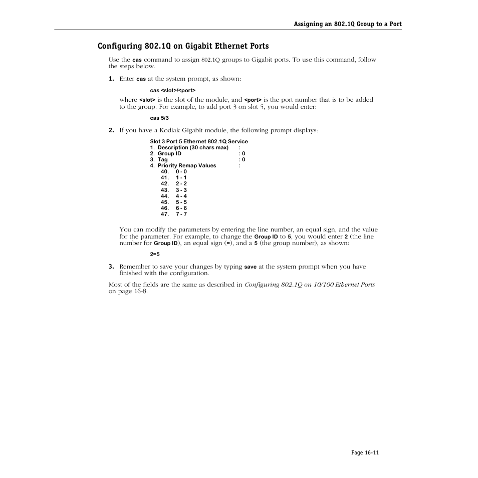 Configuring 802.1q on gigabit ethernet ports, Configuring 802.1q on gigabit ethernet ports -11 | Alcatel Carrier Internetworking Solutions Omni Switch/Router User Manual | Page 441 / 1100