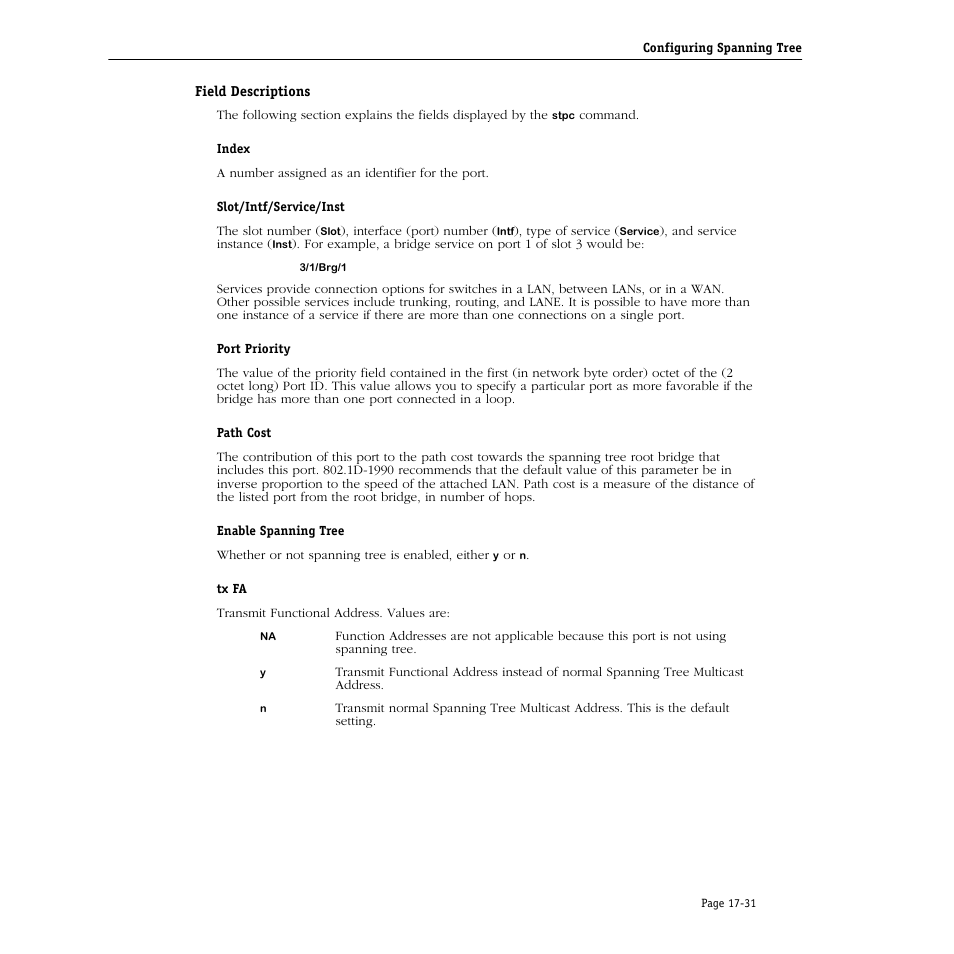 Field descriptions | Alcatel Carrier Internetworking Solutions Omni Switch/Router User Manual | Page 479 / 1100