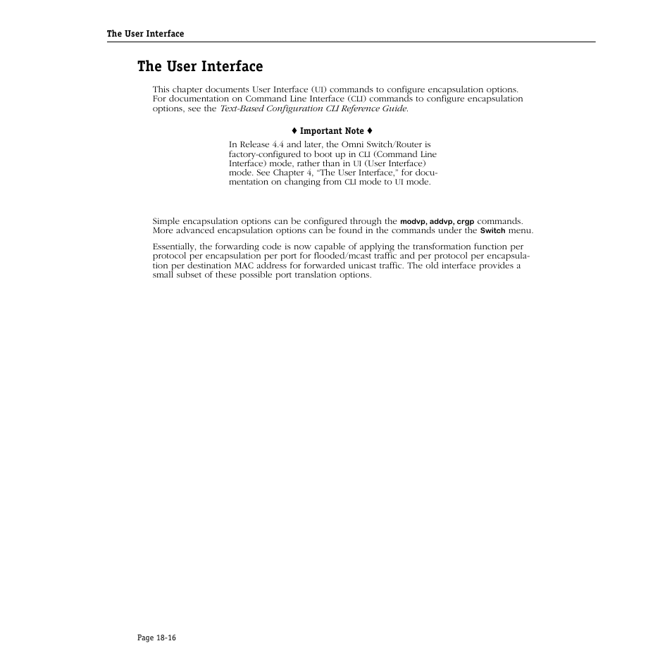 The user interface, The user interface -16 | Alcatel Carrier Internetworking Solutions Omni Switch/Router User Manual | Page 512 / 1100