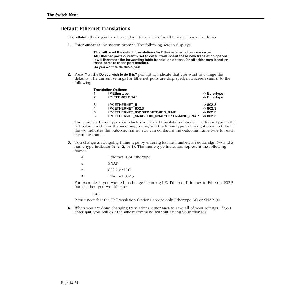 Default ethernet translations, Default ethernet translations -26 | Alcatel Carrier Internetworking Solutions Omni Switch/Router User Manual | Page 522 / 1100