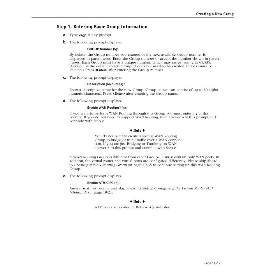 Step 1. entering basic group information, Step 1. entering basic group information -19 | Alcatel Carrier Internetworking Solutions Omni Switch/Router User Manual | Page 561 / 1100