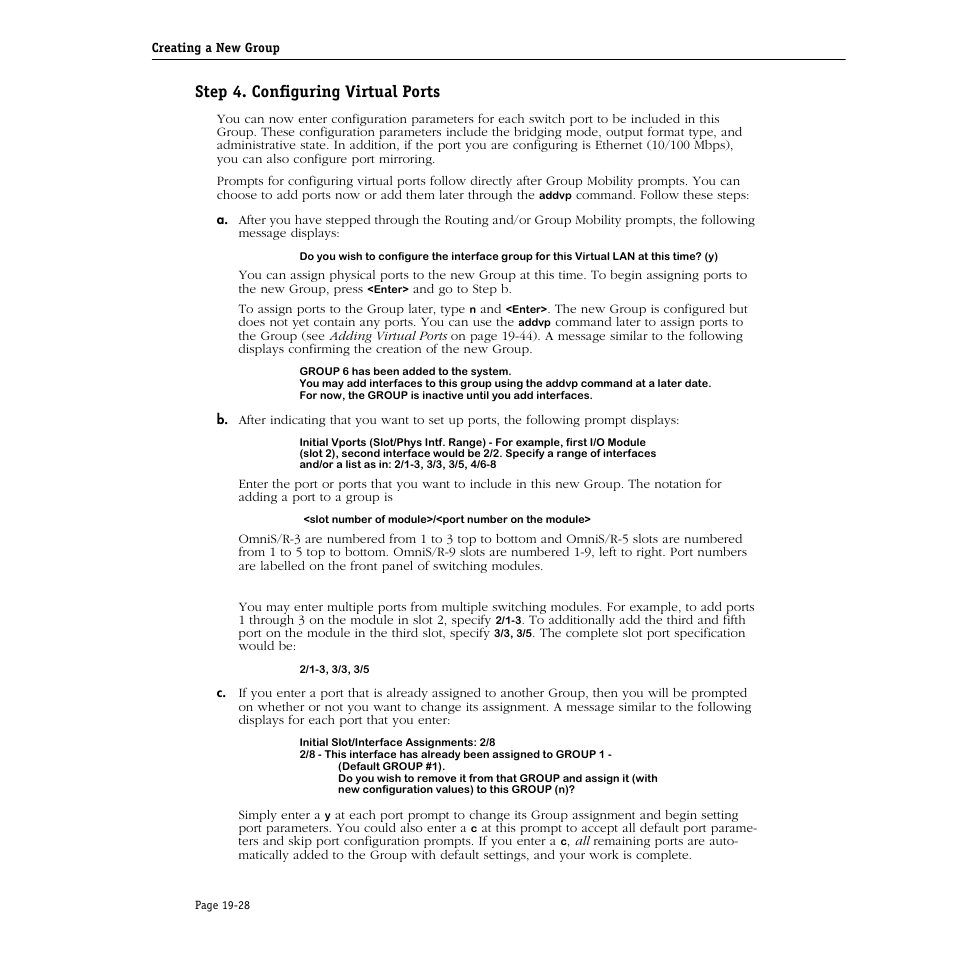 Step 4. configuring virtual ports, Step 4. configuring virtual ports -28 | Alcatel Carrier Internetworking Solutions Omni Switch/Router User Manual | Page 570 / 1100