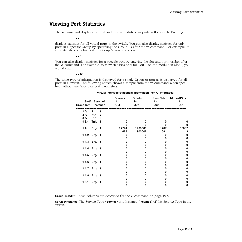 Viewing port statistics, Viewing port statistics -53 | Alcatel Carrier Internetworking Solutions Omni Switch/Router User Manual | Page 595 / 1100