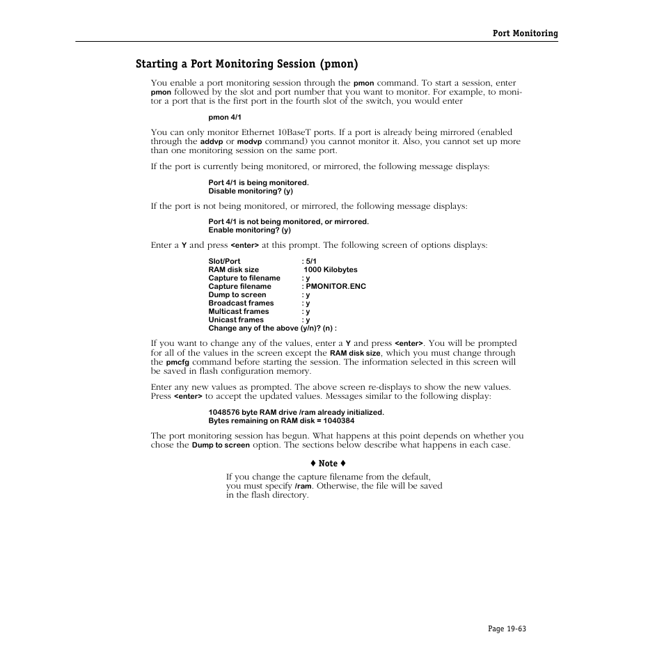 Starting a port monitoring session (pmon), Starting a port monitoring session (pmon) -63 | Alcatel Carrier Internetworking Solutions Omni Switch/Router User Manual | Page 605 / 1100