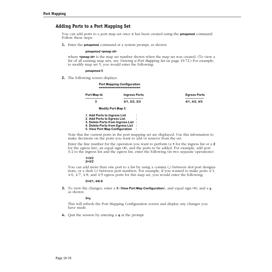 Adding ports to a port mapping set, Adding ports to a port mapping set -70 | Alcatel Carrier Internetworking Solutions Omni Switch/Router User Manual | Page 612 / 1100