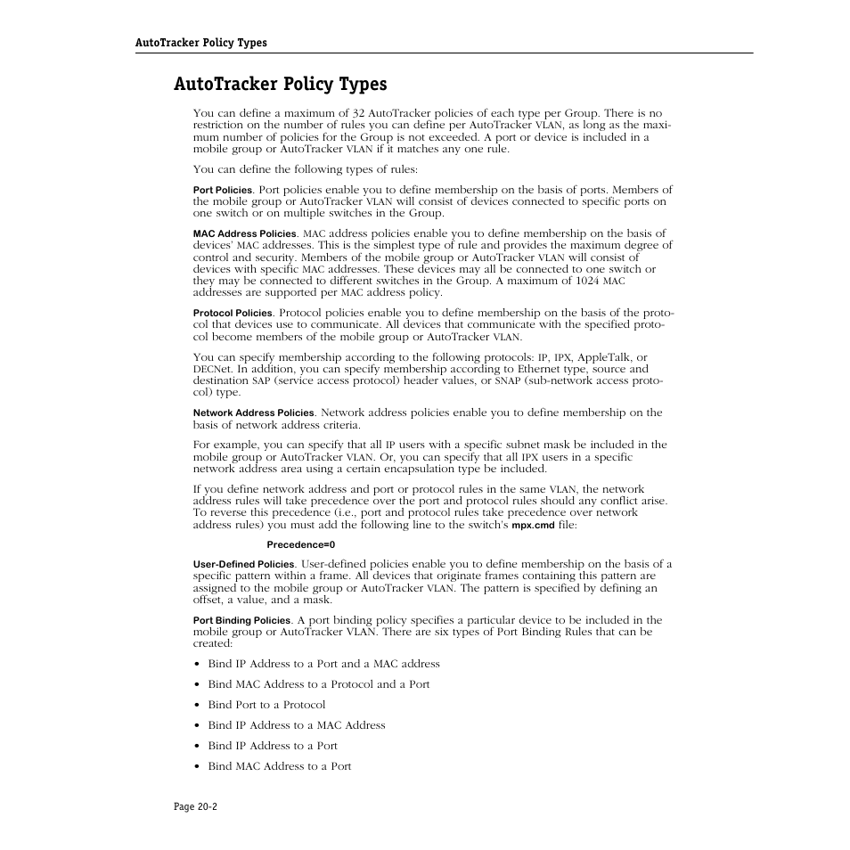 Autotracker policy types, Autotracker policy types -2 | Alcatel Carrier Internetworking Solutions Omni Switch/Router User Manual | Page 618 / 1100