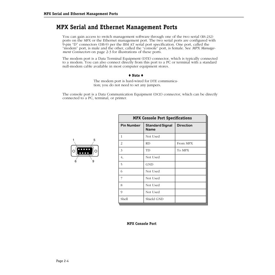 Mpx serial and ethernet management ports, Mpx serial and ethernet management ports -4 | Alcatel Carrier Internetworking Solutions Omni Switch/Router User Manual | Page 64 / 1100
