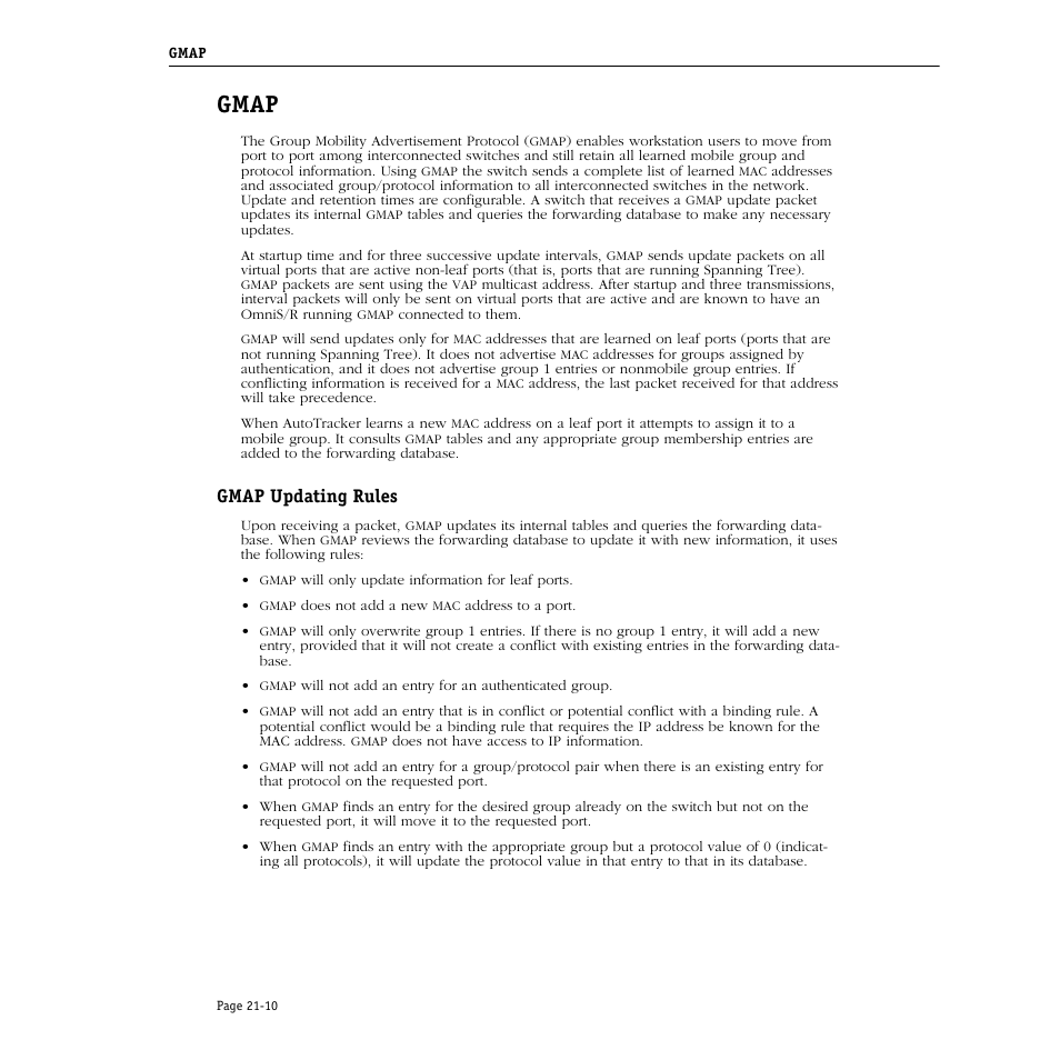 Gmap, Gmap updating rules, Gmap -10 | Gmap updating rules -10 | Alcatel Carrier Internetworking Solutions Omni Switch/Router User Manual | Page 656 / 1100