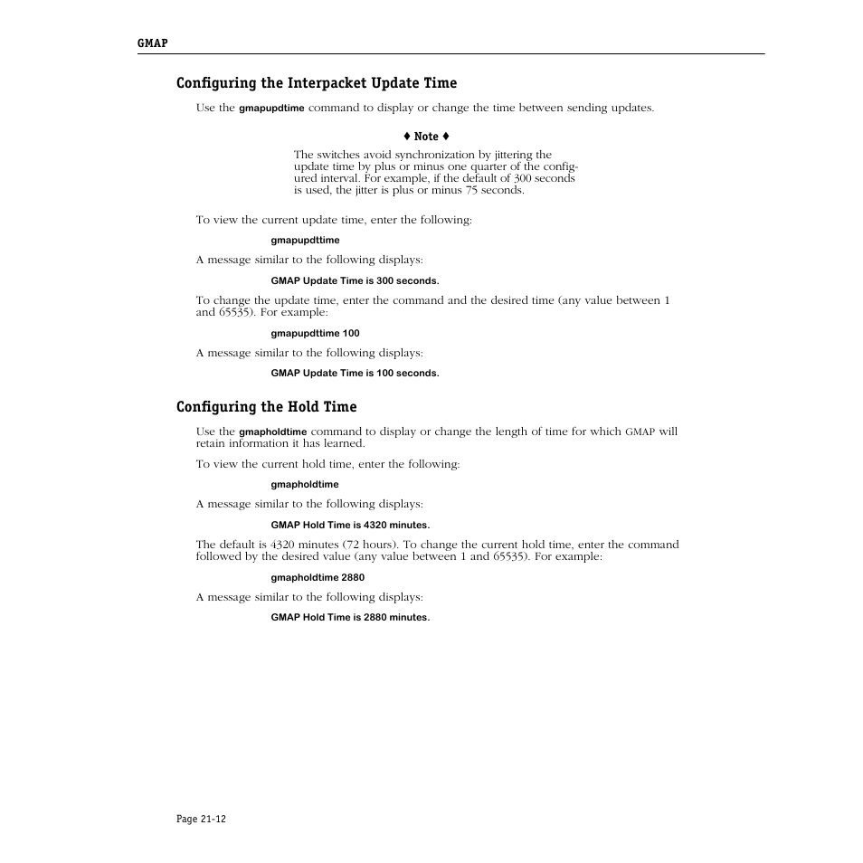 Configuring the interpacket update time, Configuring the hold time | Alcatel Carrier Internetworking Solutions Omni Switch/Router User Manual | Page 658 / 1100