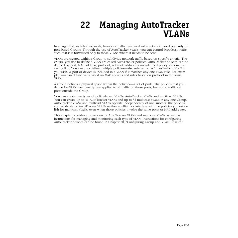 Managing autotracker vlans, 22 managing autotracker vlans | Alcatel Carrier Internetworking Solutions Omni Switch/Router User Manual | Page 661 / 1100