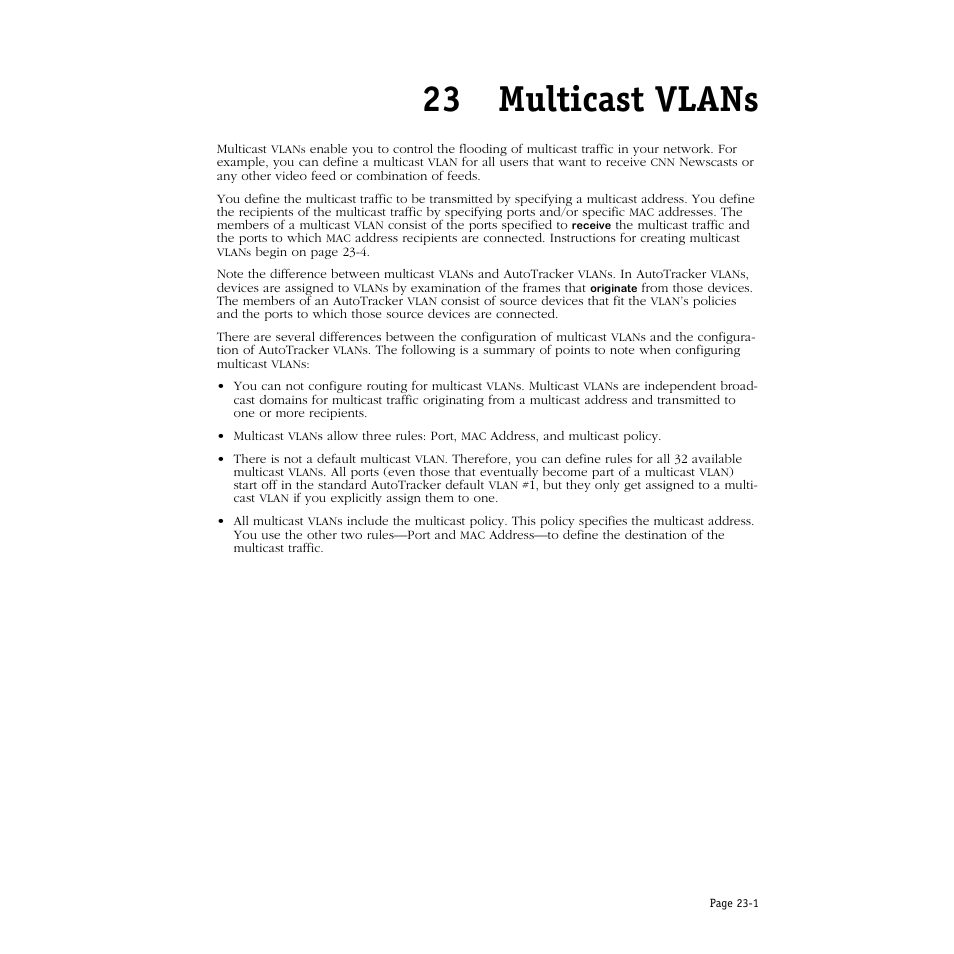 Multicast vlans, 23 multicast vlans | Alcatel Carrier Internetworking Solutions Omni Switch/Router User Manual | Page 695 / 1100