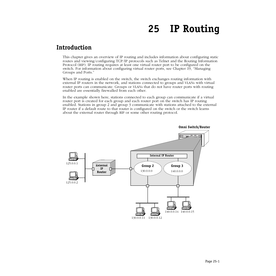 Ip routing, Introduction, 25 ip routing | Introduction -1 | Alcatel Carrier Internetworking Solutions Omni Switch/Router User Manual | Page 723 / 1100