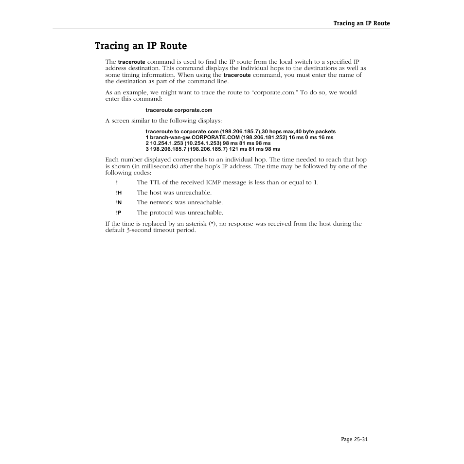 Tracing an ip route, Tracing an ip route -31 | Alcatel Carrier Internetworking Solutions Omni Switch/Router User Manual | Page 753 / 1100