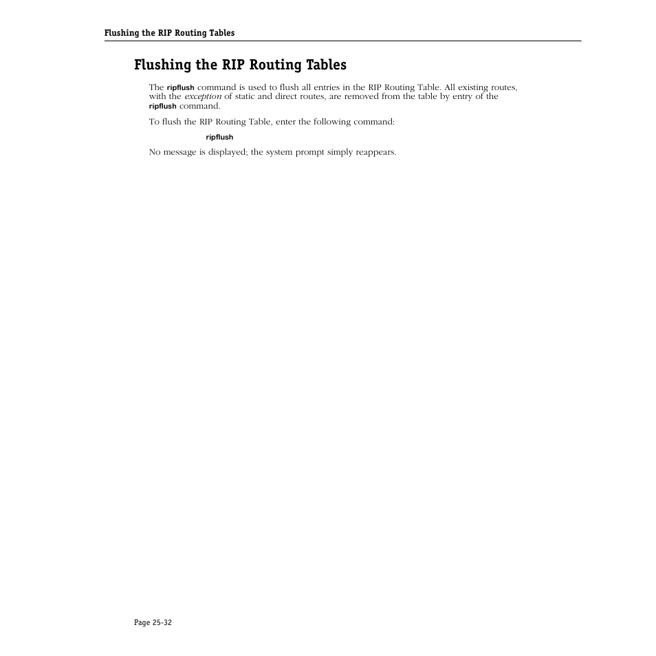 Flushing the rip routing tables, Flushing the rip routing tables -32 | Alcatel Carrier Internetworking Solutions Omni Switch/Router User Manual | Page 754 / 1100