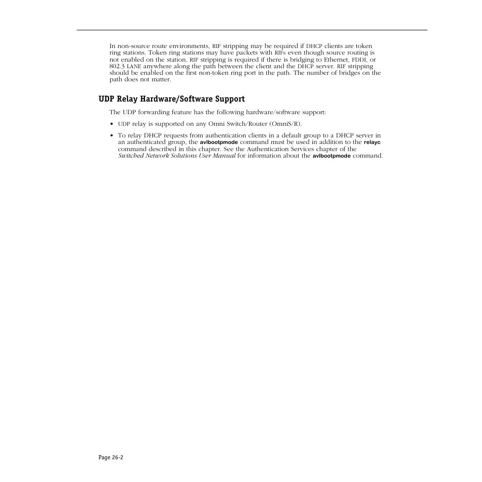 Udp relay hardware/software support, Udp relay hardware/software support -2 | Alcatel Carrier Internetworking Solutions Omni Switch/Router User Manual | Page 766 / 1100