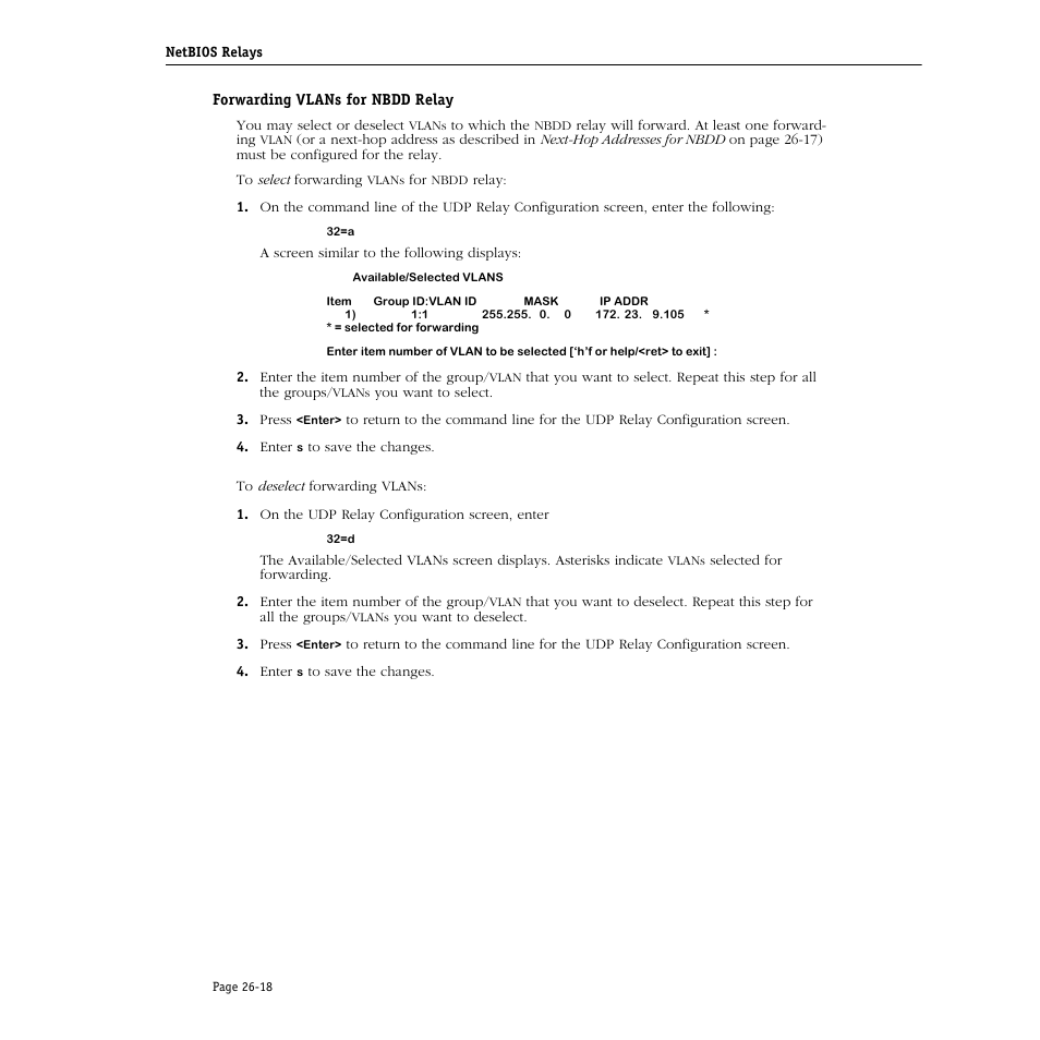 Forwarding vlans for nbdd relay, Forwarding vlans for nbdd relay -18 | Alcatel Carrier Internetworking Solutions Omni Switch/Router User Manual | Page 782 / 1100