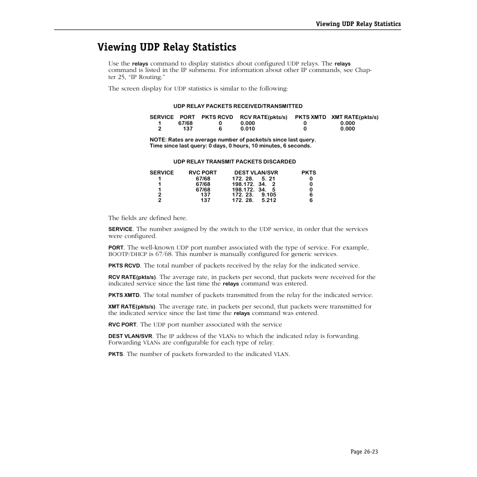 Viewing udp relay statistics, Viewing udp relay statistics -23 | Alcatel Carrier Internetworking Solutions Omni Switch/Router User Manual | Page 787 / 1100