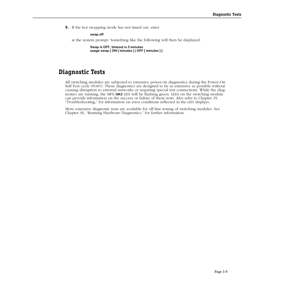 Diagnostic tests, Diagnostic tests -9 | Alcatel Carrier Internetworking Solutions Omni Switch/Router User Manual | Page 79 / 1100