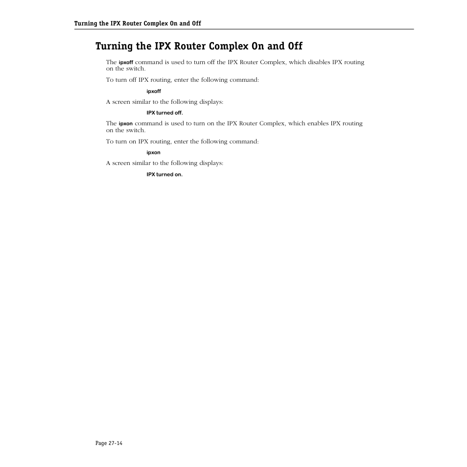 Turning the ipx router complex on and off, Turning the ipx router complex on and off -14 | Alcatel Carrier Internetworking Solutions Omni Switch/Router User Manual | Page 802 / 1100