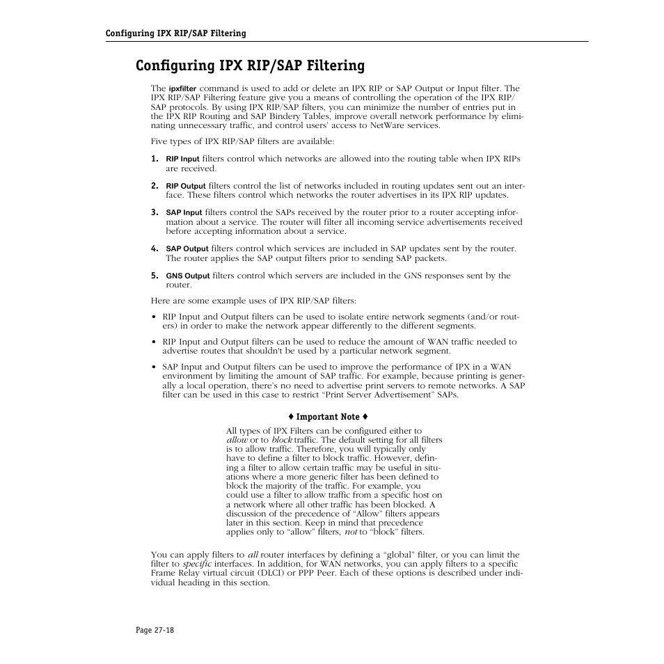 Configuring ipx rip/sap filtering, Configuring ipx rip/sap filtering -18 | Alcatel Carrier Internetworking Solutions Omni Switch/Router User Manual | Page 806 / 1100