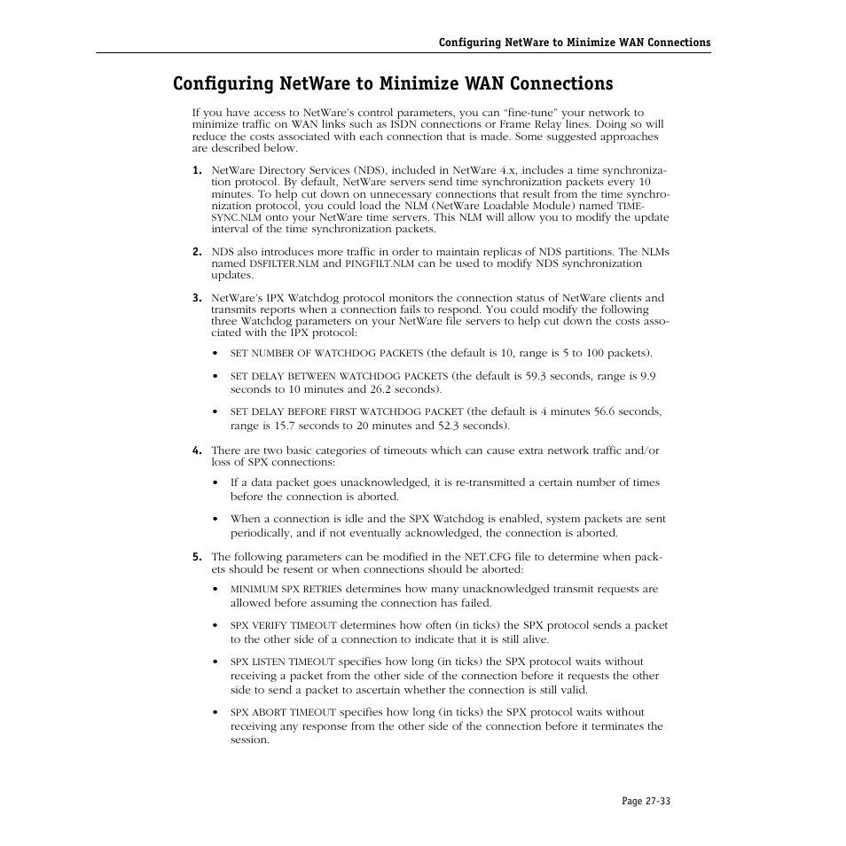 Configuring netware to minimize wan connections | Alcatel Carrier Internetworking Solutions Omni Switch/Router User Manual | Page 821 / 1100