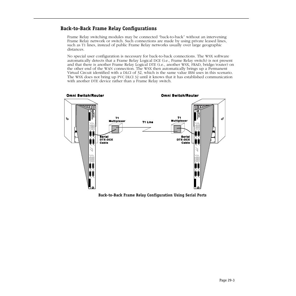 Back-to-back frame relay configurations, Back-to-back frame relay configurations -3, I.e., another | Bridge/router) on the other end of the, Connection. the, Of 32, which is the same value, Uses in this scenario. the, Does not bring up | Alcatel Carrier Internetworking Solutions Omni Switch/Router User Manual | Page 875 / 1100