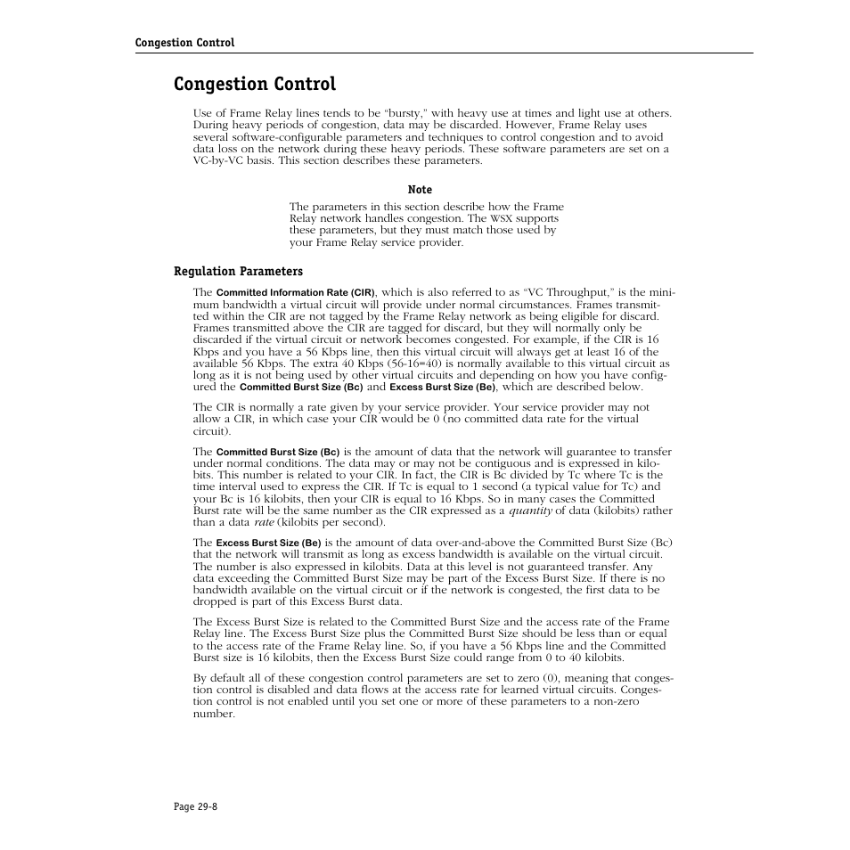 Congestion control, Regulation parameters, Congestion control -8 | Regulation parameters -8 | Alcatel Carrier Internetworking Solutions Omni Switch/Router User Manual | Page 880 / 1100