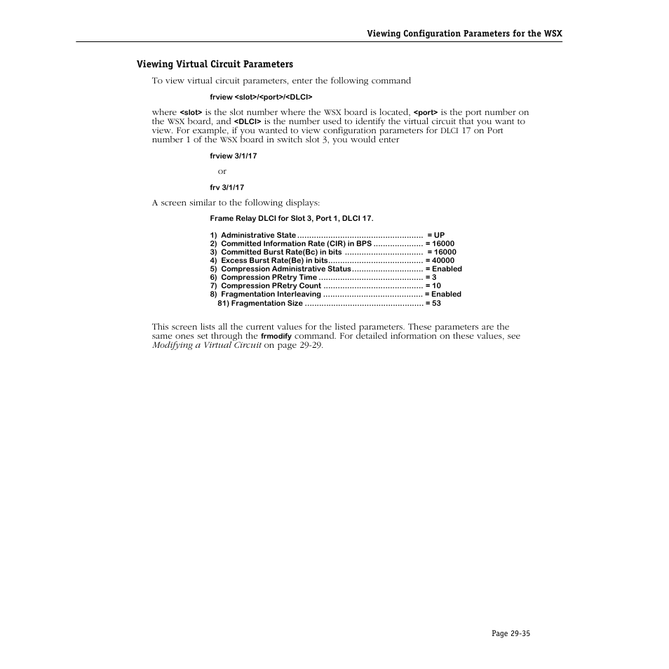 Viewing virtual circuit parameters, Viewing virtual circuit parameters -35 | Alcatel Carrier Internetworking Solutions Omni Switch/Router User Manual | Page 907 / 1100