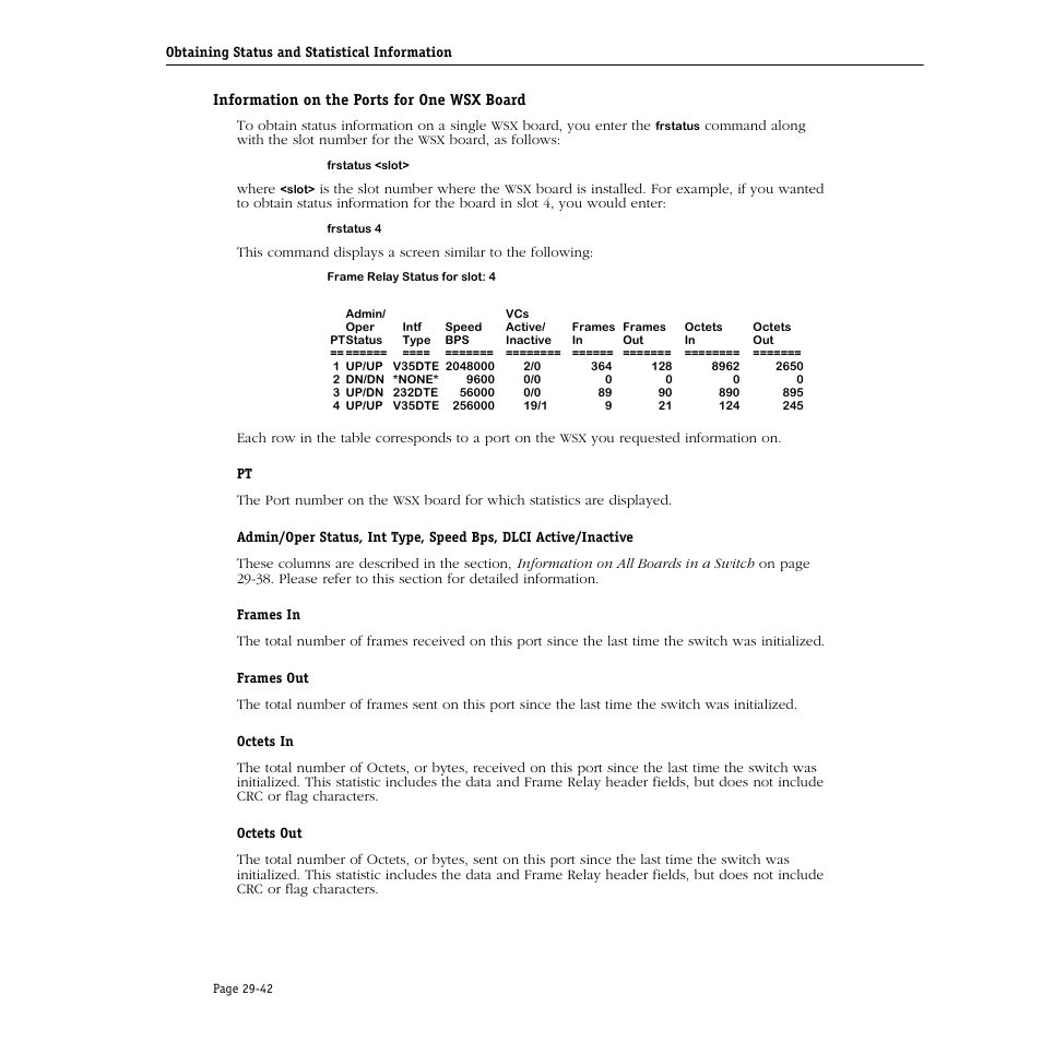 Information on the ports for one wsx board, Information on the ports for one wsx board -42 | Alcatel Carrier Internetworking Solutions Omni Switch/Router User Manual | Page 914 / 1100