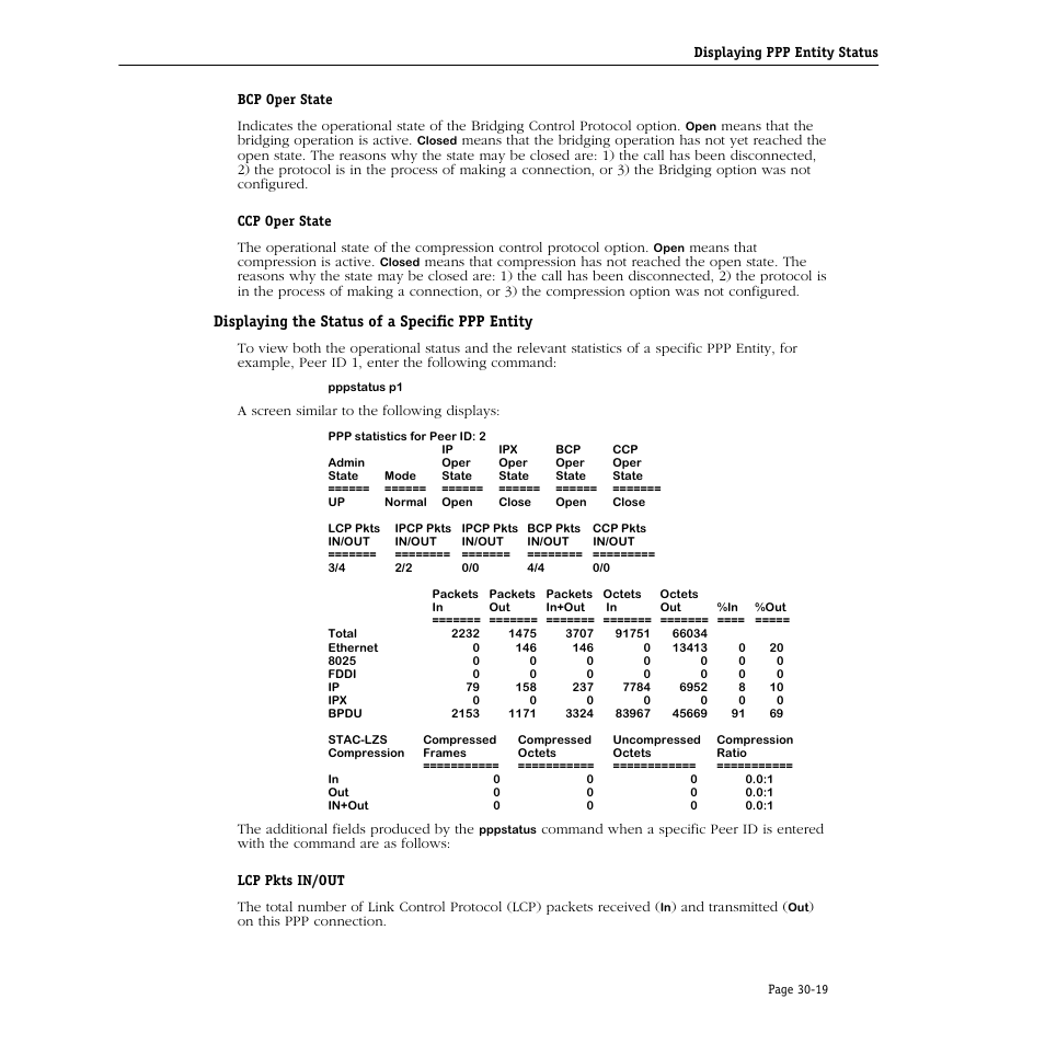 Displaying the status of a specific ppp entity, Displaying the status of a specific ppp entity -19 | Alcatel Carrier Internetworking Solutions Omni Switch/Router User Manual | Page 957 / 1100