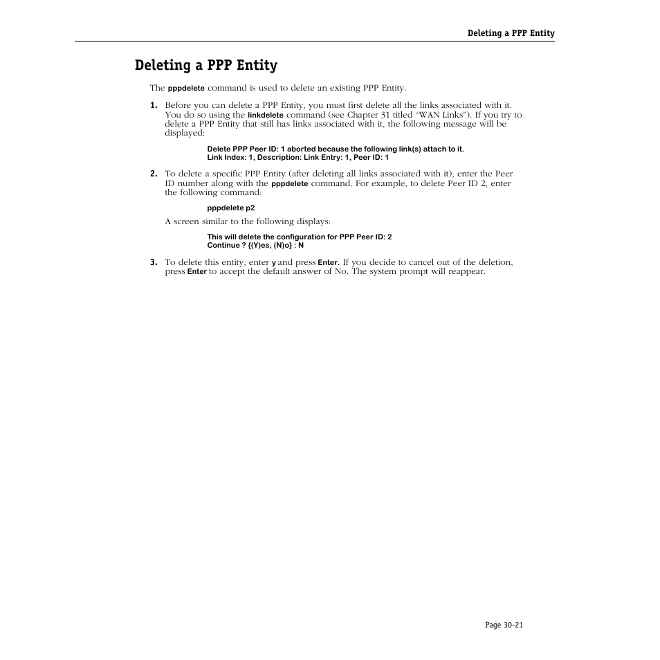 Deleting a ppp entity, Deleting a ppp entity -21 | Alcatel Carrier Internetworking Solutions Omni Switch/Router User Manual | Page 959 / 1100