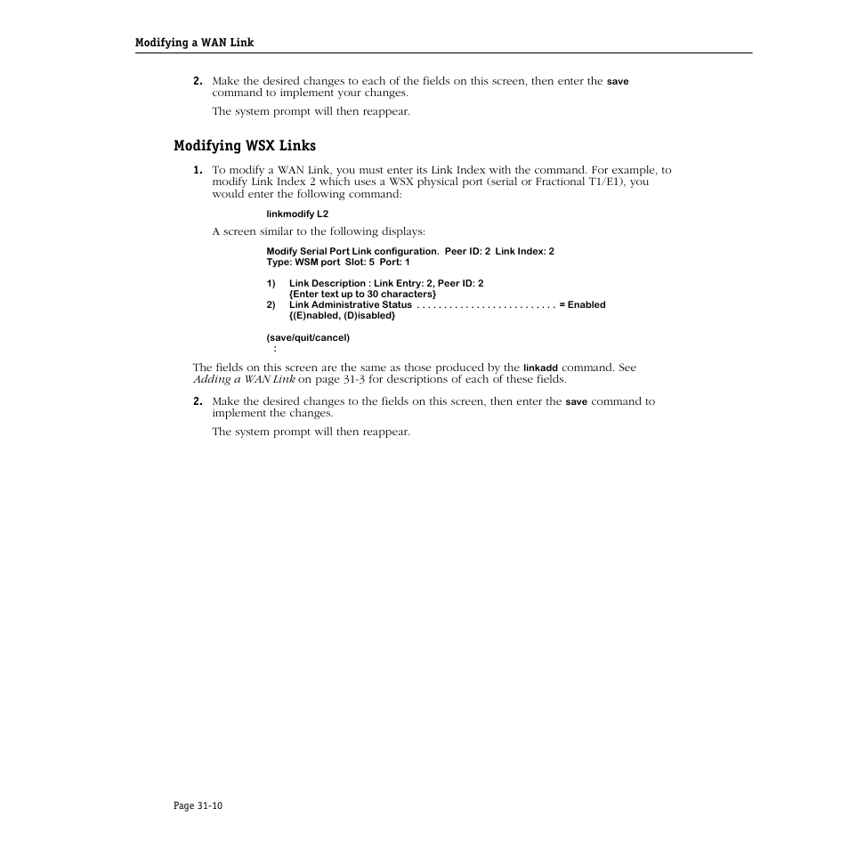 Modifying wsx links, Modifying wsx links -10 | Alcatel Carrier Internetworking Solutions Omni Switch/Router User Manual | Page 970 / 1100